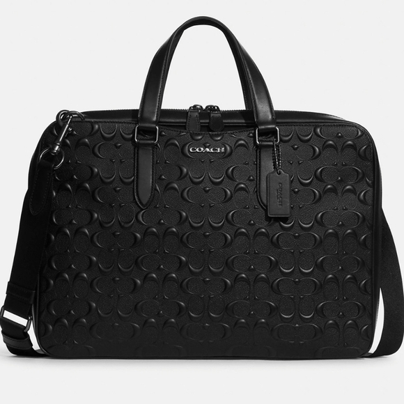 ✅️ COACH Signature Leather Designer Laptop Briefcase Work Bag NWT Rare unisex - Picture 15 of 15